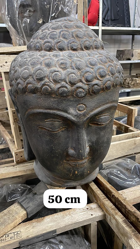 Bali beeld, Buddha Head Cement cast L:34 W:34 H:50